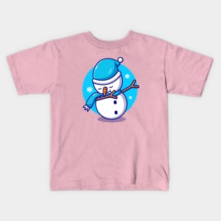 Cute Snowman Dabbing Cartoon Kids T-Shirt